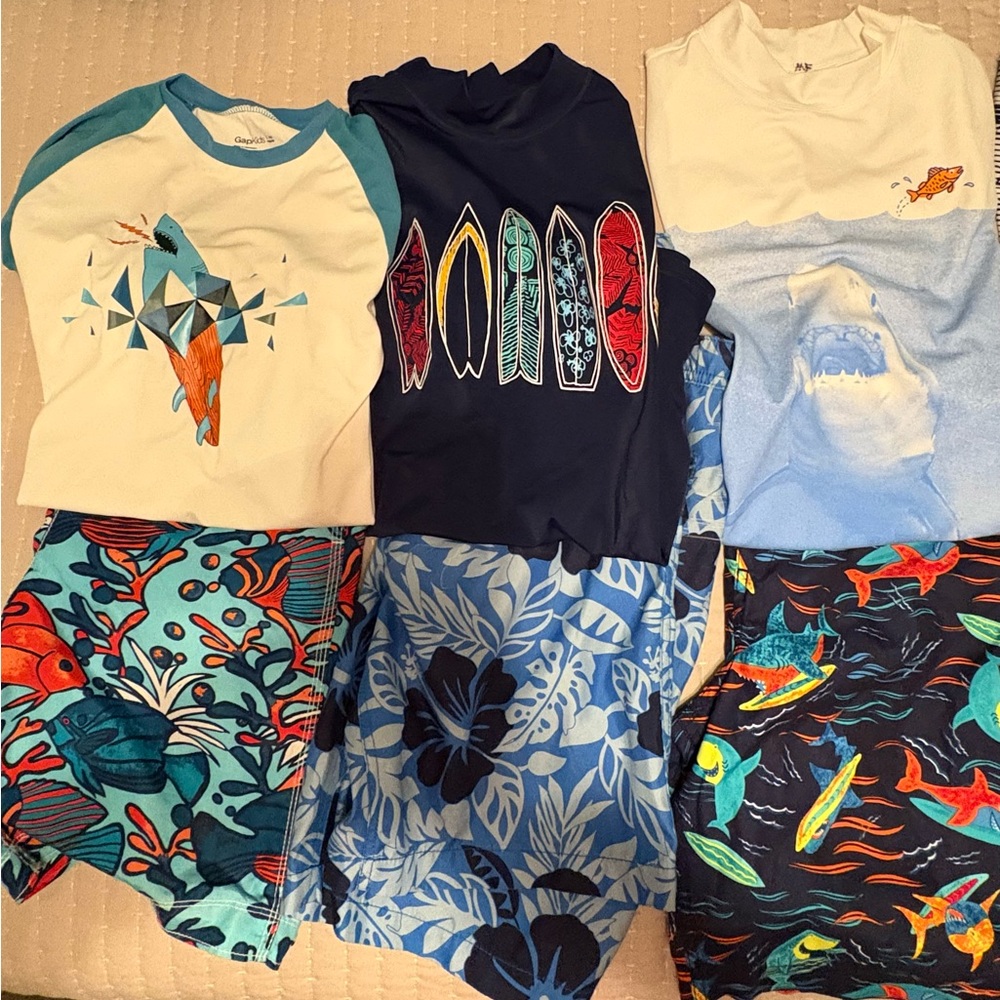Colorful Lands’ End Boys' Rashguard and bathing suit bundle